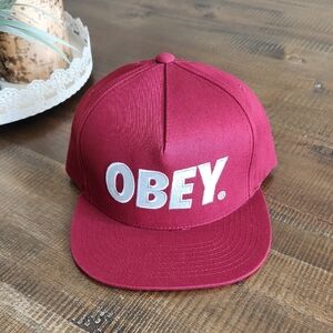 Obey Maroon Cap with White Logo